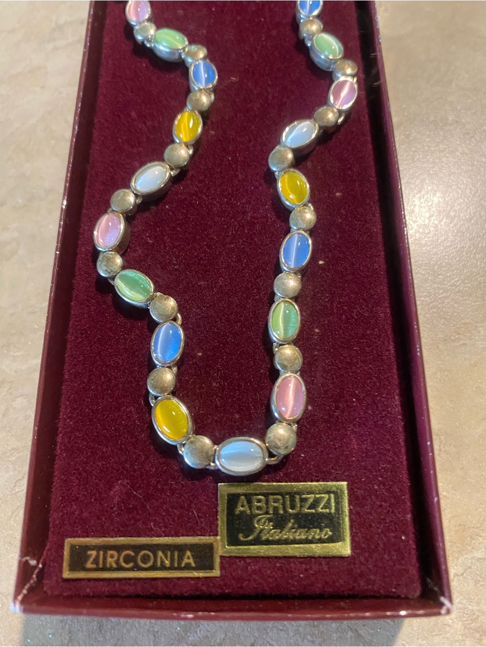 Vintage Abruzzi Multicolor Pastel Cabochon Necklace